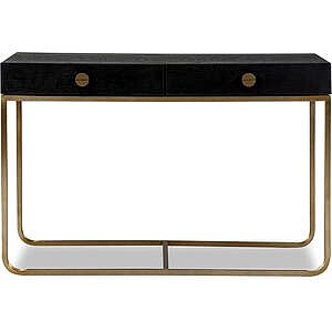 Rhapsody Dressing Table Black Ash & Brass with 2 Drawers