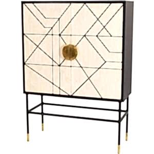 Art Deco Geometric Bone Bar Cabinet
