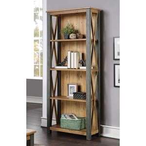 Urban Elegance Tall Bookcase Reclaimed Wood and Aluminium