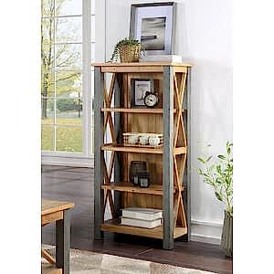 Urban Elegance Small Bookcase Reclaimed Wood and Aluminium