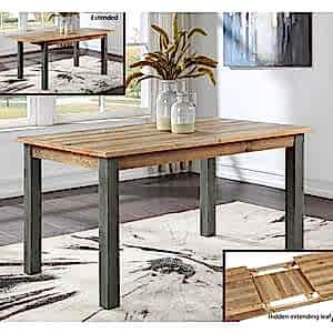 Urban Elegance Extending Dining Table 150-200cm Reclaimed Wood and Aluminium