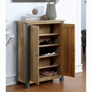 Urban Elegance Small Shoe Cupboard Reclaimed Wood and Aluminium