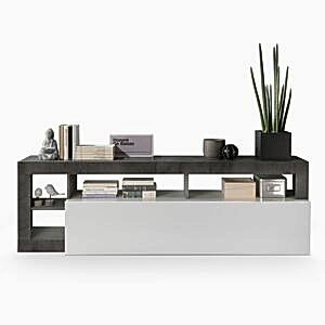Florence TV Stand, One Door - White Gloss and Anthracite Finish