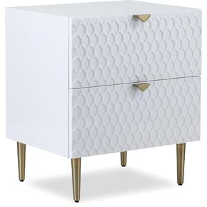 Bolero Bedside Table 2 Drawers - Grey Gloss & Brushed Gold
