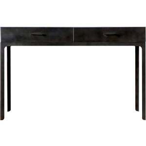 Ottinge Raw Metal Iron Two Drawer Desk Dark Grey
