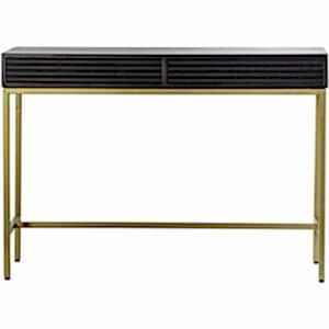 Ripple 2 Drawer Console Table Black and Brass Finish