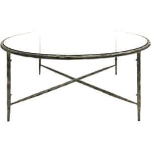 Paddington Round Coffee Table Dark Bronze Finish Hand Forged with Glass Top