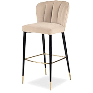 Maya Bar Stool - Dark Grey or Light Beige Velvet & Matt Black Legs