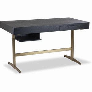 Omega Black Ash Desk 1 Drawer with Brass Frame