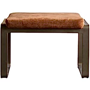 Fabien Retro Faux Leather Footstool with Champagne Frame in Grey or Brown Leather