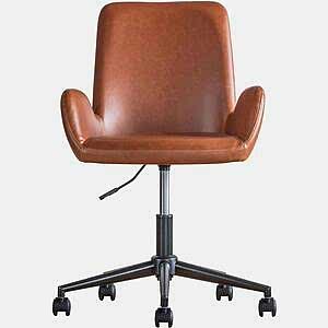 Faraday Faux Leather Swivel Office Chair with Gas Height Adjustment and Castors in Brown or Charcoal