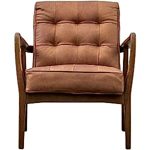 Humber Mid Century Buttoned Armchair with Wooden Arms in Vintage Leather or Linen