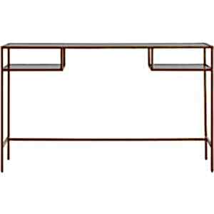 Rothbury Sleek Metal Frame Slender Desk with Smoked Glass Top in Silver or Bronze