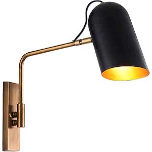 Navren 1 Black and Brass Task Wall Light