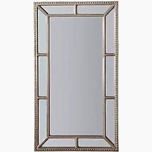 Lawson Leaner Rectangular Mirror Pewter Panelled Frame 158cm x 79cm
