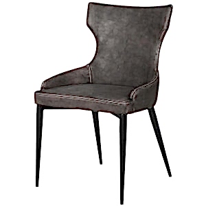 Vintage Grey Faux Leather Dining Chair