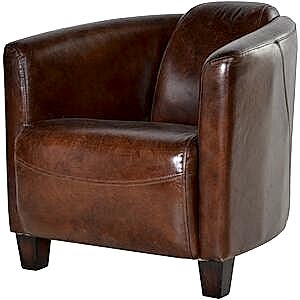 Marlborough Brown Leather Tub Armchair