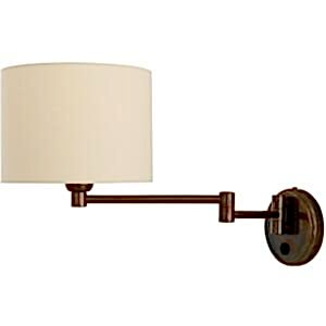 Kerry Swivel Arm Brass Wall Light with Fabric Shade