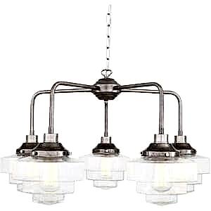 Siena Art Deco 5 Light Brass Chandelier