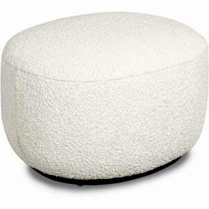 Polter Curved Ottoman in Ivory Boucle Fabric