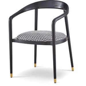 Fluid Black Ash Minimalist Dining Chair - Grey or Ivory Fabric