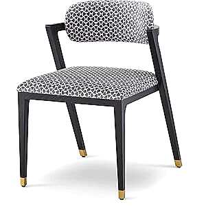 Greta Black Ash Angular Dining Chair - Grey or Ivory Fabric