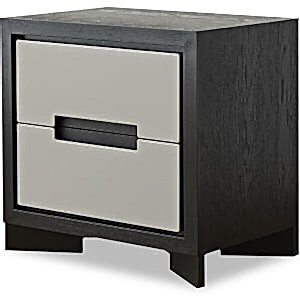 Ardel Bedside Table Black Wenge & Grey Faux Leather