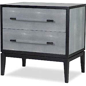 Bologna Black Wenge and Grey Faux Leather Bedside Table 2 Drawers