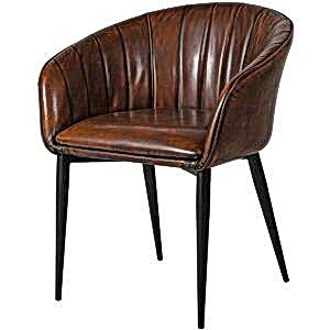 Brown Faux Leather Curved Dining Chair