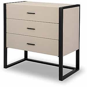 Almati 3 Drawer Chest in Mink Vegan Leather & Black Frame
