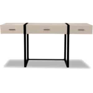 Almati 3 Drawer Dressing Table in Mink Vegan Leather and Black Frame