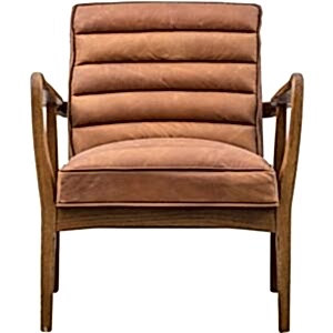 Datsun Mid-Century Oak Armchair in Vintage Brown or Ebony Leather or Boucle