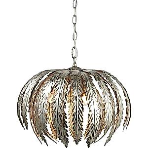 Delphine Floral Metal Leaf Pendant Light in Gold or Silver Finish