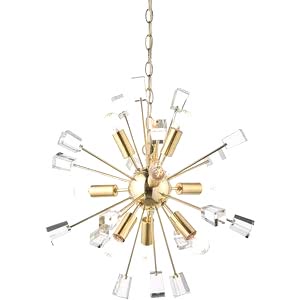 Miro Starburst 9 Pendant Rod Pendant Light in Satin Nickel or Brass