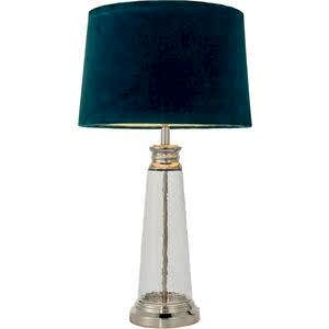 Winslet Trendy Glass Table Lamp with Teal or Grey Velvet Shade