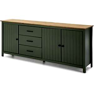 Miranda 3 Door 3 Drawer Large Sideboard - Matt Green / Waxed Pine