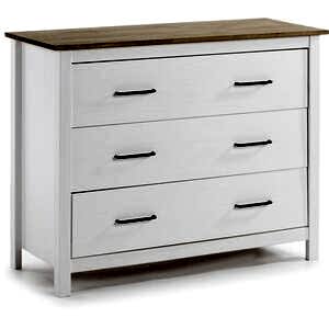 Miranda Three Drawer Chest - Matt White / Waxed Pine