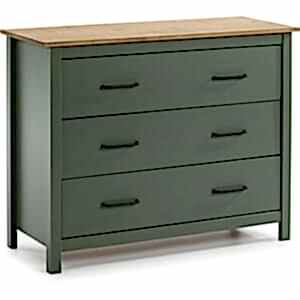 Miranda Three Drawer Chest - Matt Green / Waxed Pine