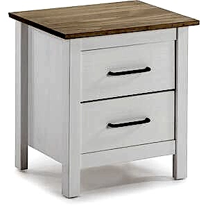Miranda Painted Wood Night Table, Set of Two - Matt White and Waxed Pine