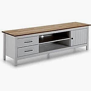 Miranda Painted Wood TV Cabinet - Matt White / Waxed Pine