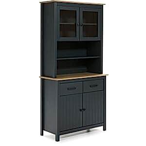 Miranda Painted Wood Display Dresser - Matt Blue / Waxed Pine
