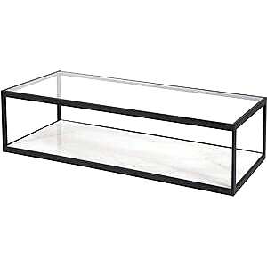 Tamon Rectangular Black Glass Coffee Table - White or Black Marble
