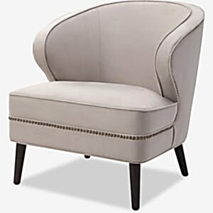 Lindsay Art Deco Occasional Chair - Grey & Natural Velvet
