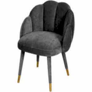 Mina Shell Dining Chair in Sysley Dark Grey Velvet