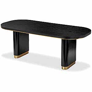 Chaplin Black Ash Finish Dining Table with Brushed Brass Trim