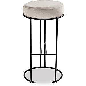 Compti Round Bar Stool - Grey Velvet or Beige Fabric