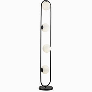 Luca Matt Black Floor Lamp with White Glass Spheres