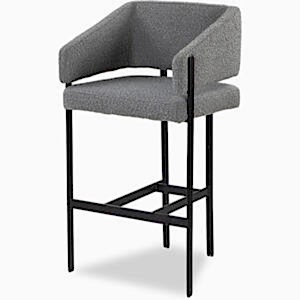 Tatler Art Deco Bar Stool - Ivory Boucle Sand or Grey Fabric