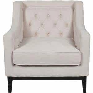 Theodore Buttoned Armchair in Ivory Fabric by The Arba Furniture Company
