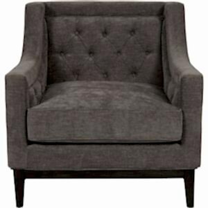 Roosevelt Buttoned Occasional Armchair in Warm Grey Fabric